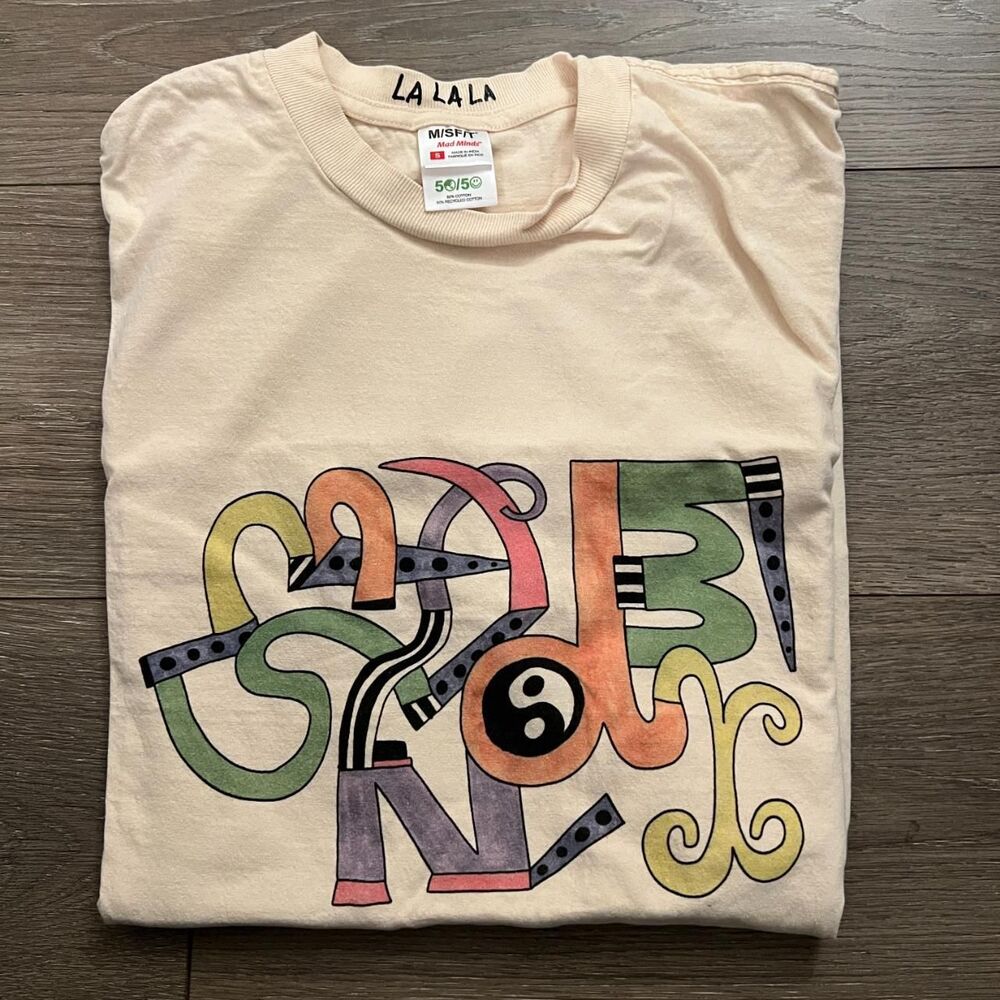 M/SF/T Mad Minds Graphic Tee Size Small Cream Abstract Art Streetwear T-Shirt